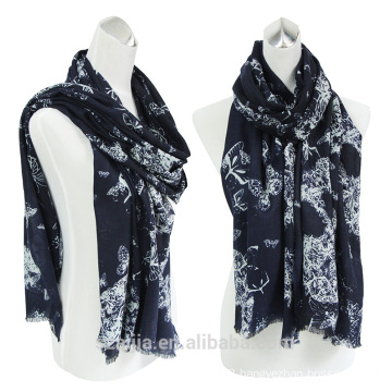 Fashion ladies cotton printed eyelash fringe long scarf